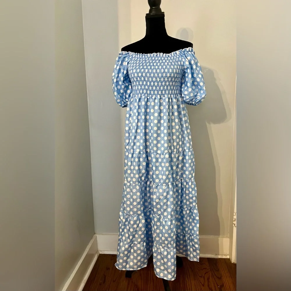 Polka Dot, Light Blue Dress - Picture 4 of 11
